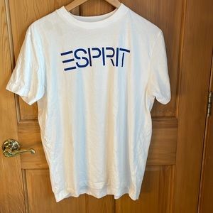 ESPIRIT Large TEE Shirt Cotton White and Blue Size Large